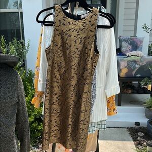BR Elegant Gold and Black Sleeveless Dress